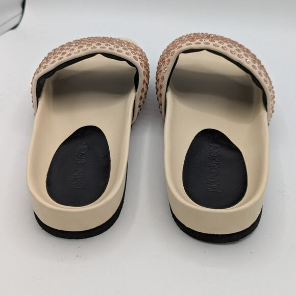 JW Anderson Suede Crystal Embellished Slides Beige Flat Sandals 38 US 7.5 NIB - Picture 4 of 13